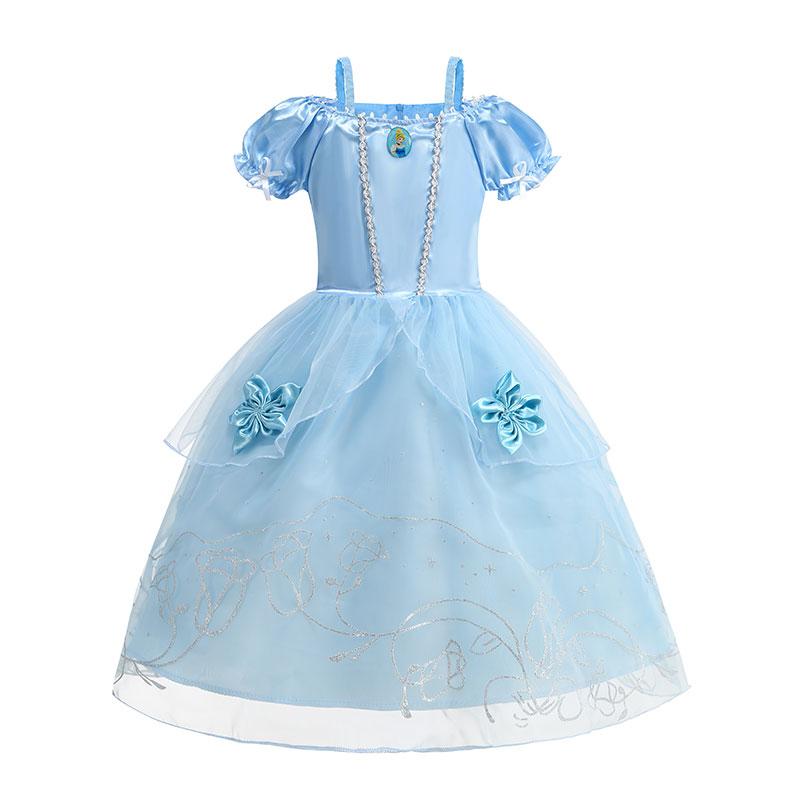 Girls Princess Costume Children Halloween Cosplay Vestidos Birthday Party Carnival DressUp Rapunzel Belle Aurora Disguise