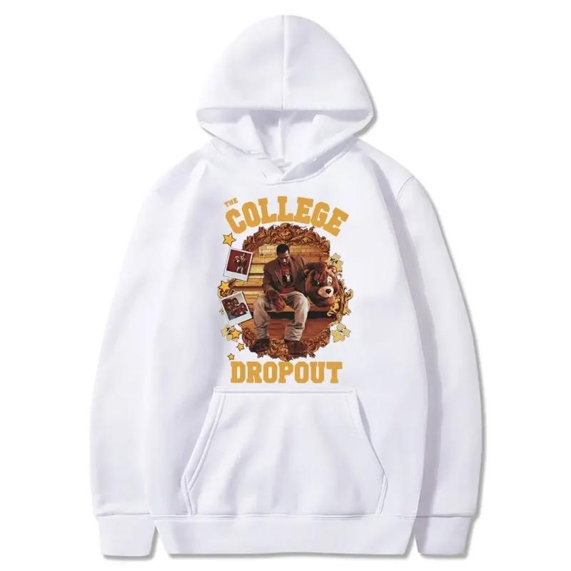 College Dropout Hoodie Kanye West Music Album Printed Sweatshirts Casual Oversized Hoodie Hip Hop Streetwear Men Clothing