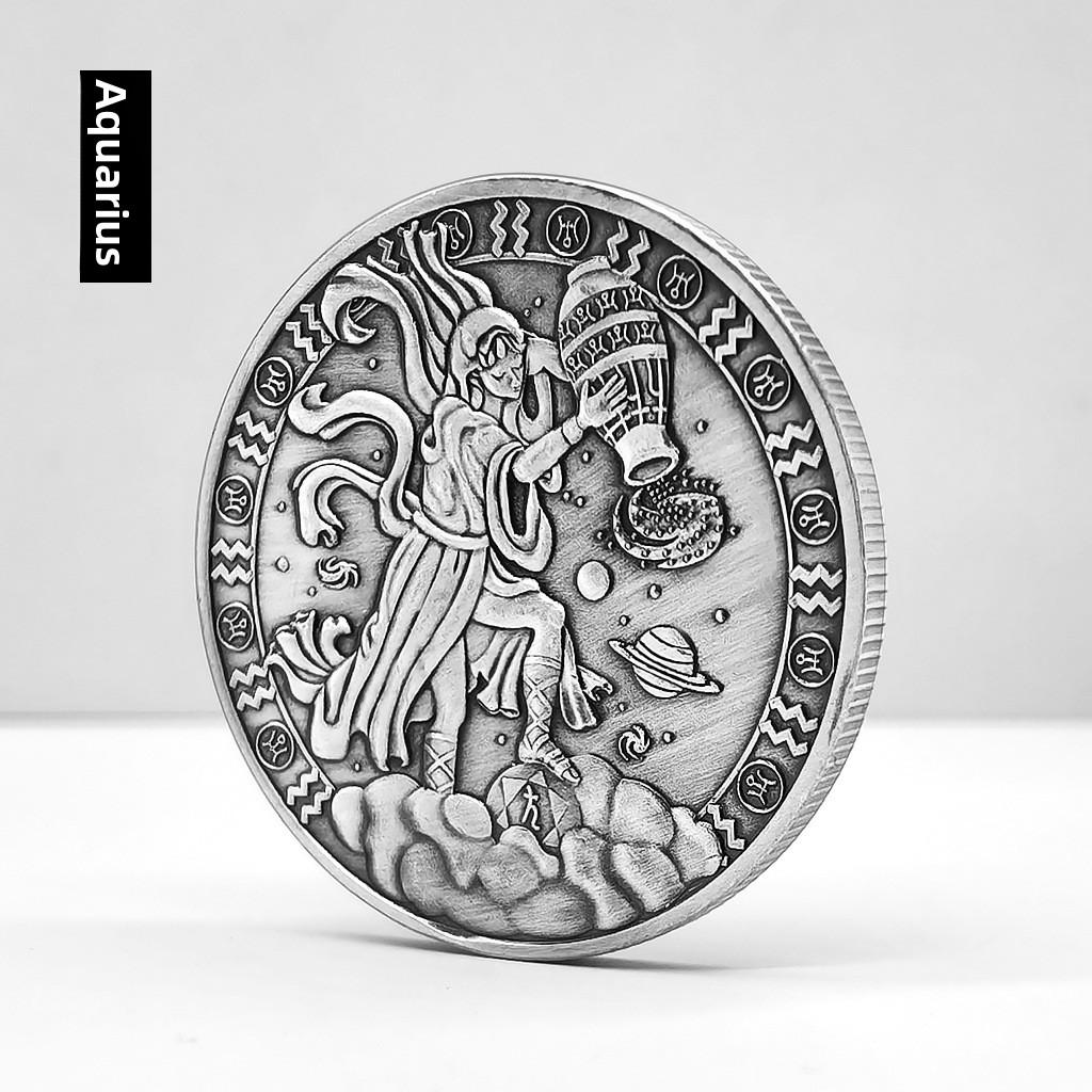 Monete d'Argento Zodiacali, Dodici Segni Zodiacali, Monete Creative, Capricorno, Leone, Vergine, Regali in Metallo