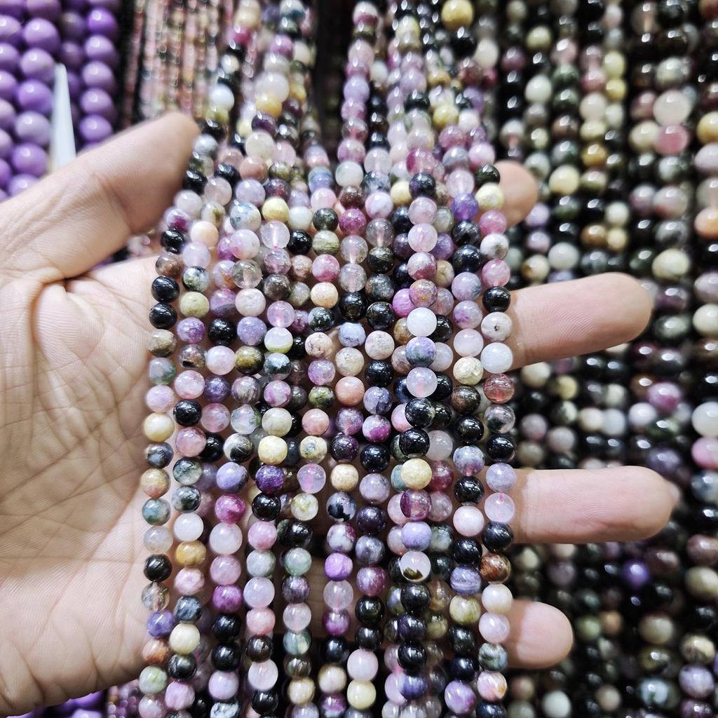 4-10mm Translucent Candy Color Tourmaline Beads – Three-Color DIY Jewelry Strands
