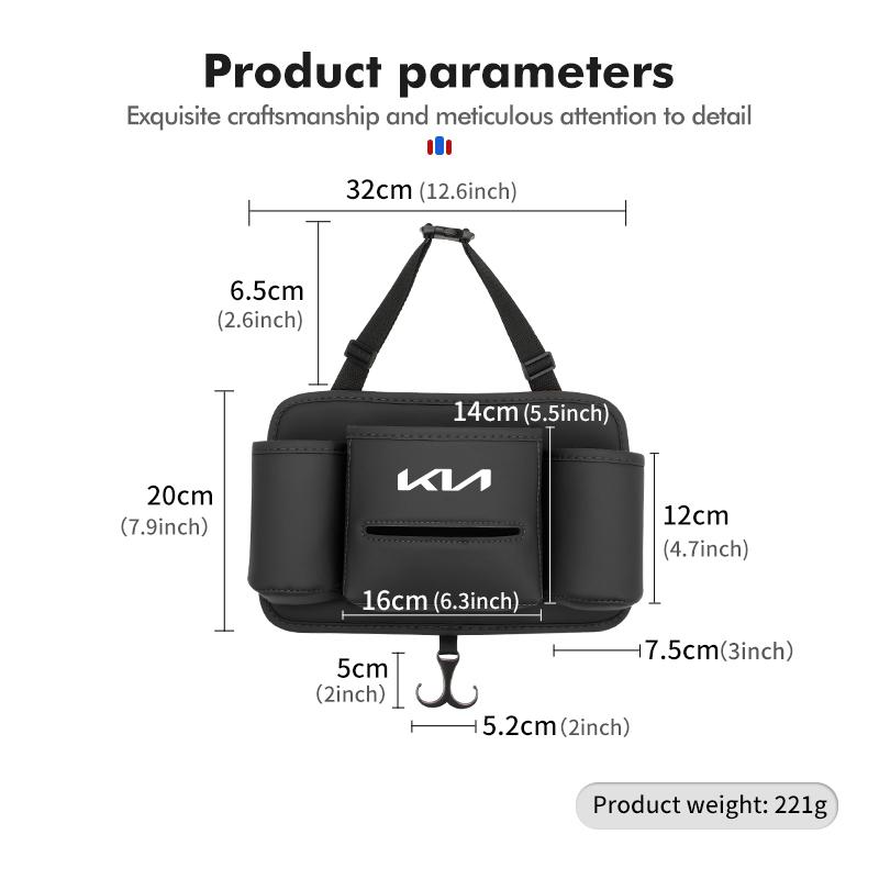 Car Seat Back Leather Hanging Tissue Water Cup Storage Bag For KIA Stinger Optima Cerato Soul Venga Forte Spectra Sedona RT1