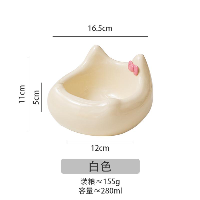 Ceramic Cat Food Basin Pet Bowl Ceramic Cat Bowl Neck Protection Diagonal Mouth Pet Food Basin Cute Overturned