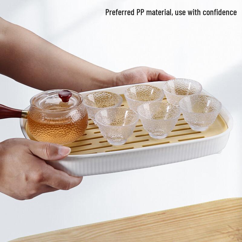 Baijie Large Rectangular Double-Layer Plastic Tea Tray