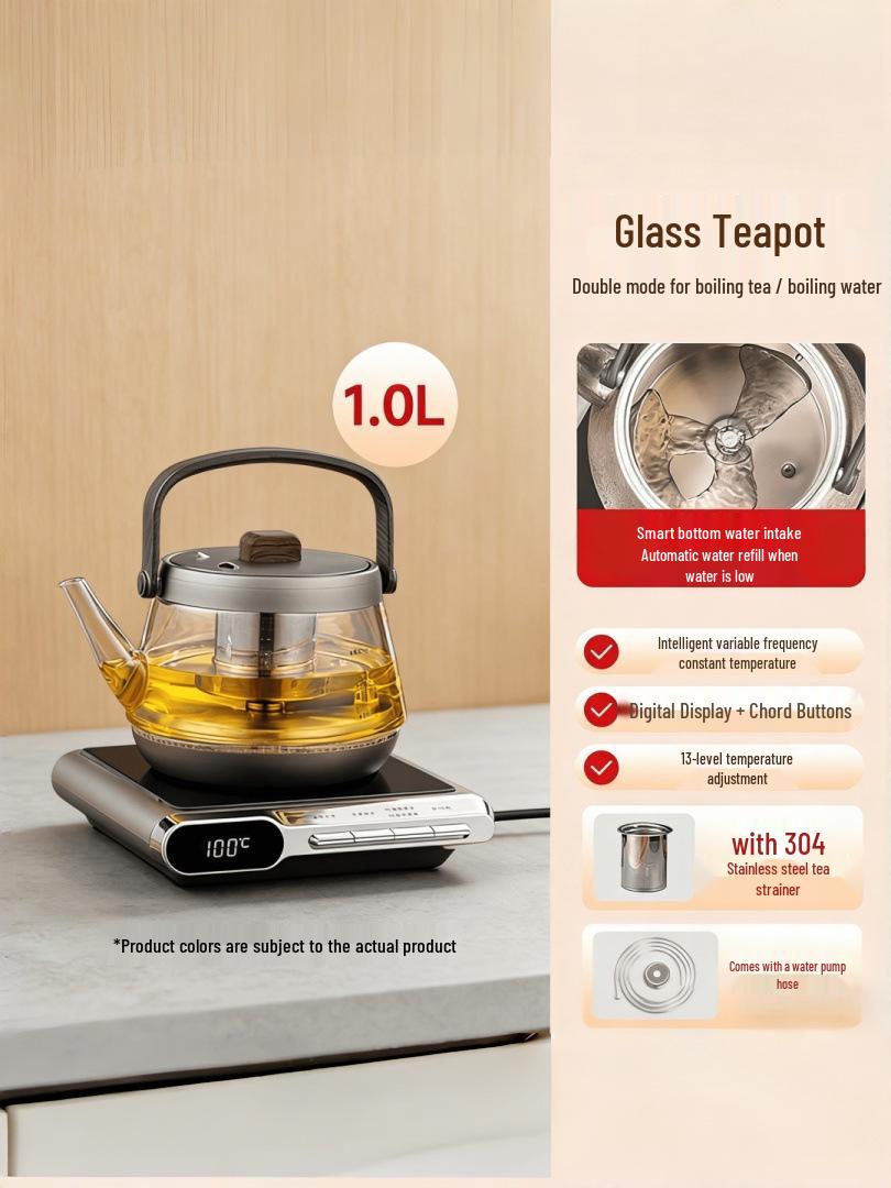 Automatic Glass Kettle & Tea Brewer with Integrated Gongfu Tea Table