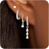 4Pcs/Set Chain Huggie Hoop Earrings Geometric Dangle Earring Set  Women Accessories