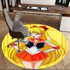 1 Stück Sailor Moon Anime Cartoon Design Runder Teppich Bürostuhlmatte, Rutschfester Teppich für Heimdekoration, Wohnzimmer, Schlafzimmer