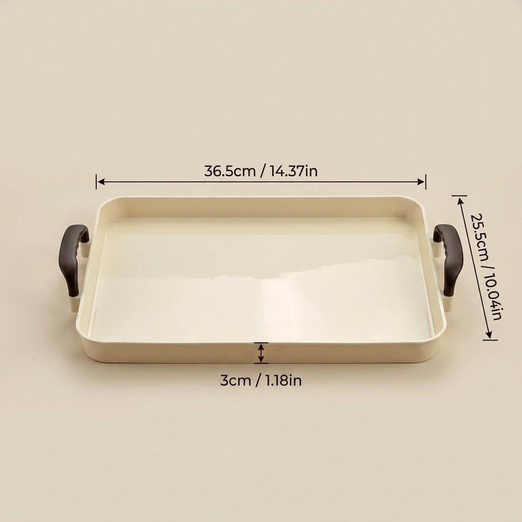 PET Plastic Serving Tray with Handles Clear Food Trays for Eating Diamond Texture Nesting Tea Serving Dishes Platter Tableware
