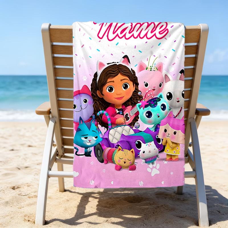 1pc Gaby's Bubble House3 Beach Towel with Custom Name, Beach/Swimming/Bath/Picnic/Camping Towel, Suitable for Seaside Beaches