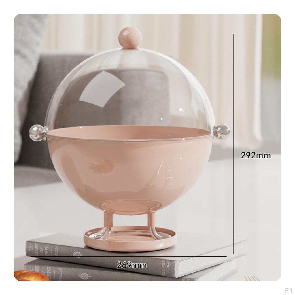 Fruit Tray with Dome Cover Spherical Covered Bowl Transparent Snack Holder for Dining Table