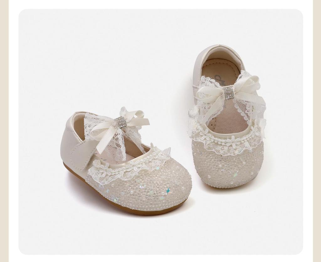Spring 2026 Girls' First Walker Bow Princess Shoes - Soft Sole Leather, Fashionable & Versatile.