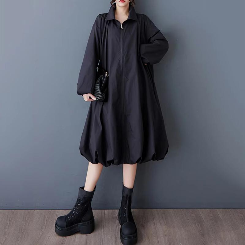 XITAO Loose Vintage Zipper Dress ZMY1056