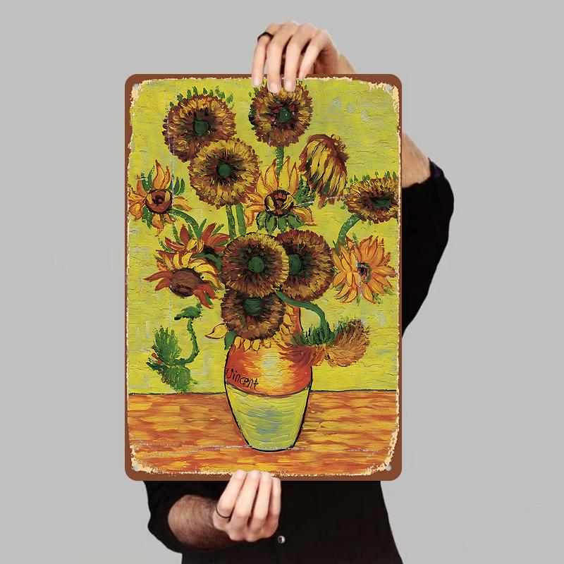 

Van Gogh Sunflower Oil Painting Custom Metal Wall Art Living RoomHome Decorative Hanging Painting 7.9x11.8In(20x30cm)