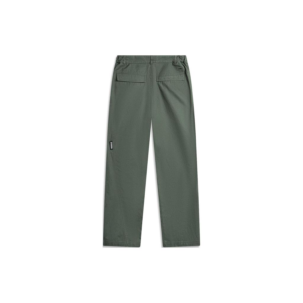Li Ning CF Pure Color Mid Waist Straight Casual Pants Women bottoms Dark-Green AKXU504-1