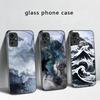 Abstrakte Moderne Wellen Für Redmi Note 14 Pro+ 13 Pro 8 9 9S 12S 10 Pro 11 12 13C 14C A3 12 13 K60 Ultra Schwarze Glas Handyhülle