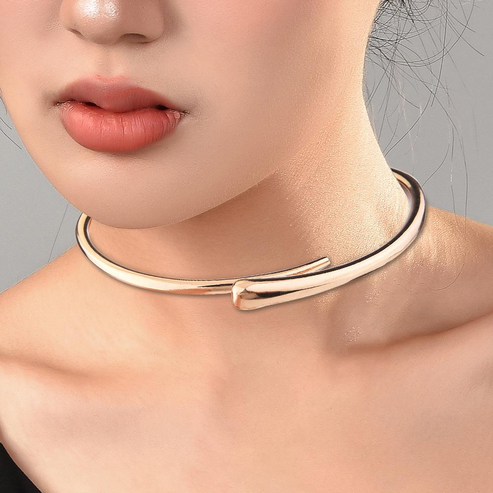 Personalized Geometric Metal Smooth Open Collar Spanish Cold Wind Temperament Collarbone Chain Necklace