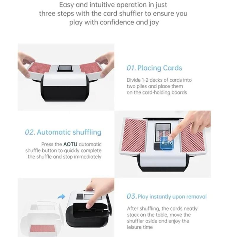 2000MHA Durability Electric Card Shuffler Rechargeable Automatic Card Shuffling Machine for Travel and Leisure Activity