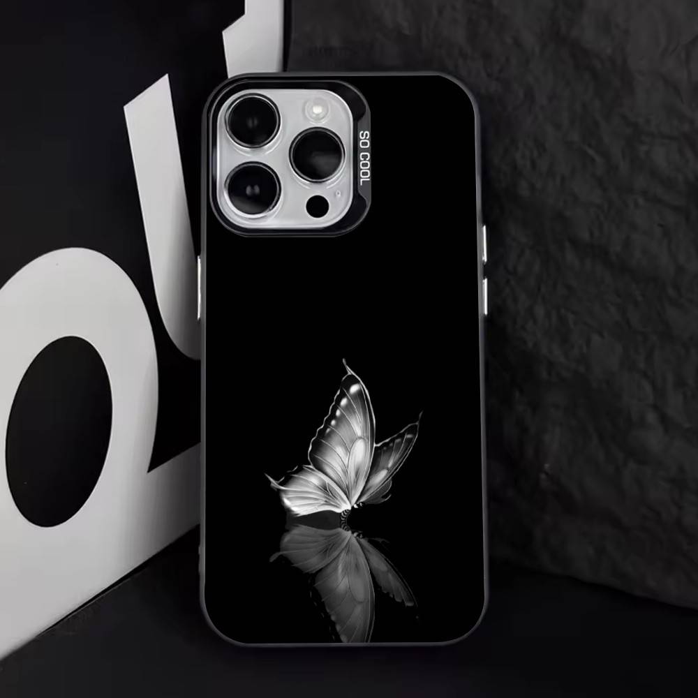 

White Butterfly Phone Case For iPhone 17,16,15,14,13,12,11 Plus,Pro Max,XS,Colorful Silver Black Cover iPhone15