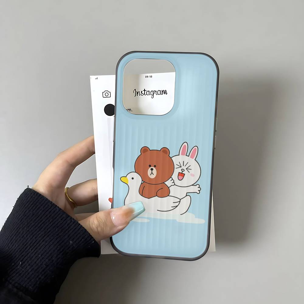 Cartoon Cute C-Cony B-Brown Phone Case For IPhone 17 16 15 14 13 12 11 Pro Max Plus Corrugated Bumper Back Cover Shell