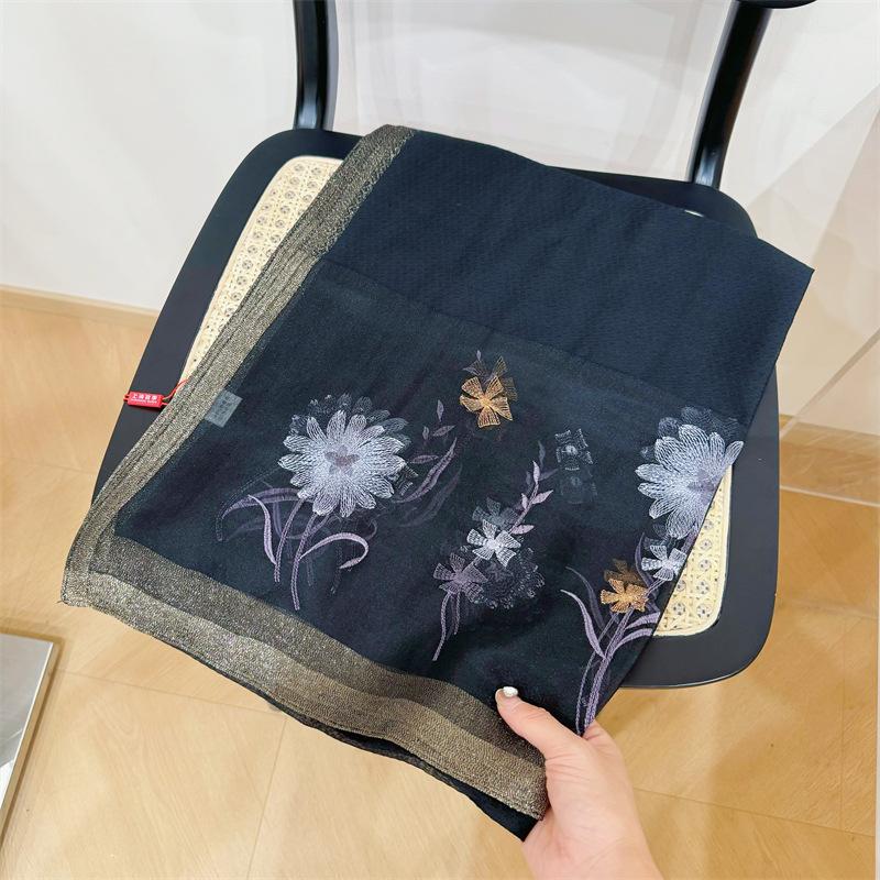 

Шелковый шерстяной шарф женский хиджаб пашминовые шали и накидка бандана одеяло леди буфанда цветочные пашминовые вышитые шарфы фуляр XXS