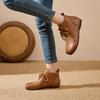 Leather Short Boots Women's Autumn Flat Boots Woman Shoes Beef Tendon Soft Bottom Non-slip Lace Up Ankle Boots for Women