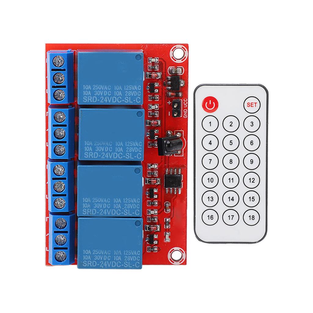 4 Channel Receiving Relay Module 4CH Infrared Remote Transceiver Receiver Control Switch Set 24V