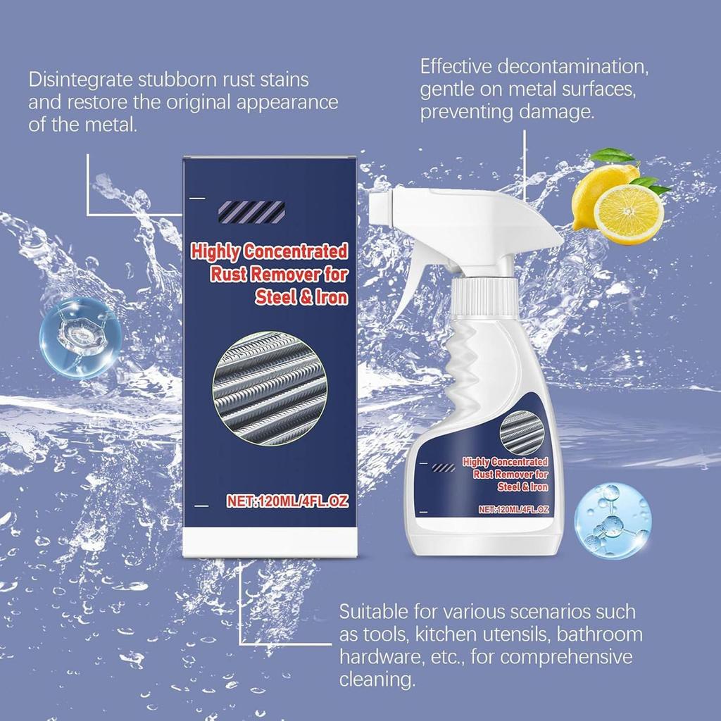 120ml Heavy Duty Metal Rust Remover Spray Rust Dissolver Cleaner Anti-Rust Protection For Home Iron Steel Aluminum Copper Brass