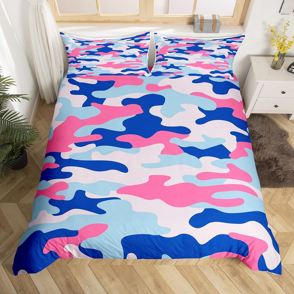 Red Camouflage Pattern Duvet Set Three-Piece Set Bedding Bedroom Decoration