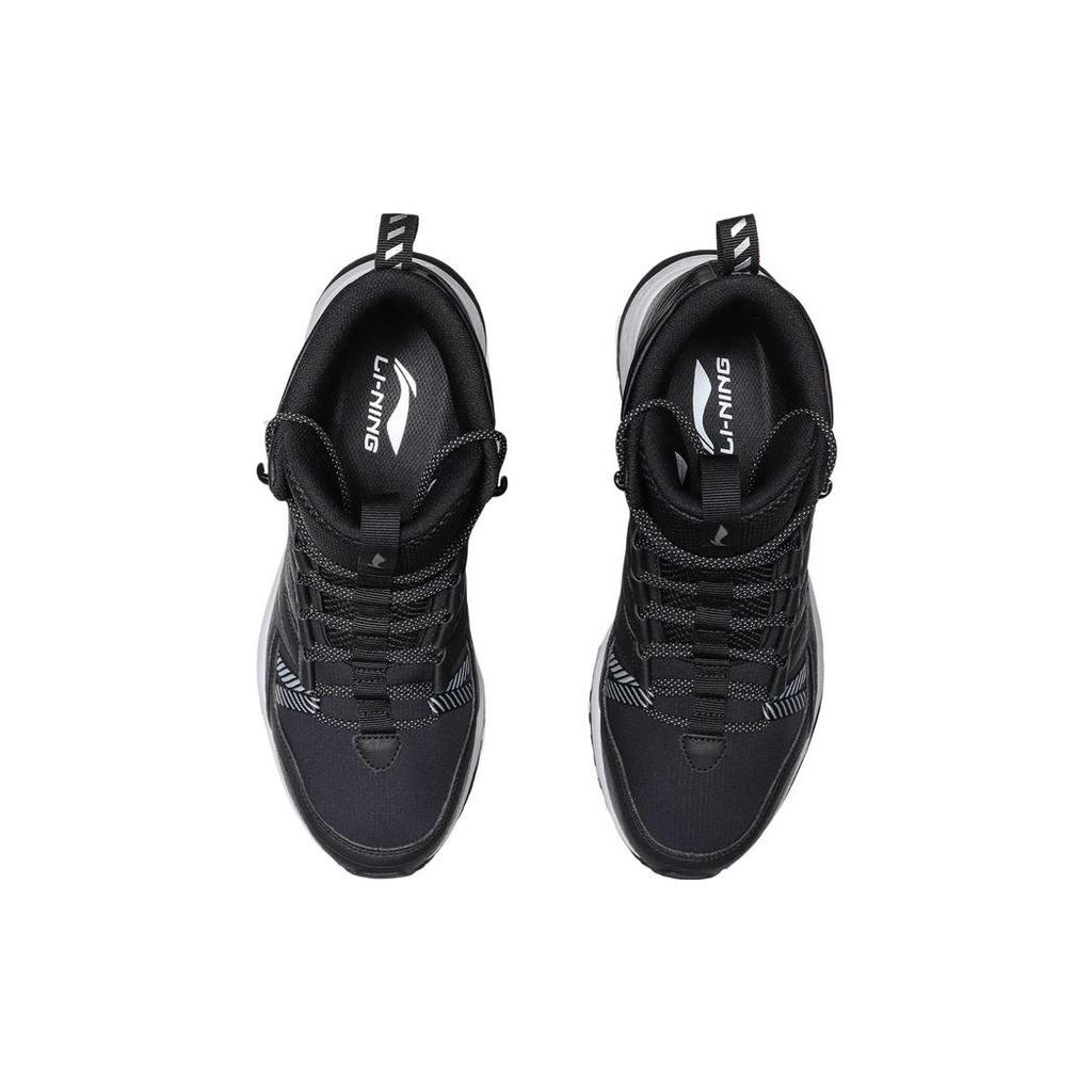 Li Ning Cushioning Slip Resistant Abrasion Resistant High top Running Shoes Men's Standard Black ARHP215-2
