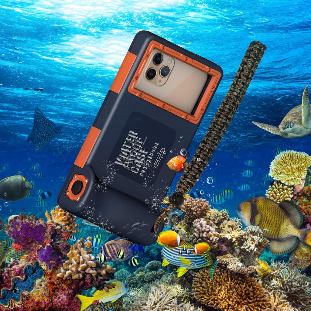 Waterproof Case for iPhone IPX8 Standard Waterproof Level Suitable for Underwater Photography and Photos Up To 15m Depth Includes Smartphone Pouch - -