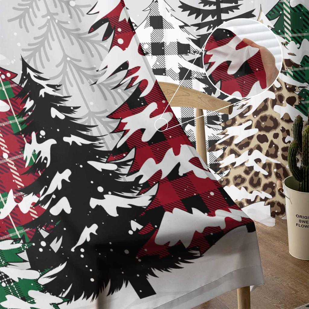 Christmas And Winter Trees Curtains For Living Room Bedroom Home Decoration Window Voile Tulle Curtain Drapes