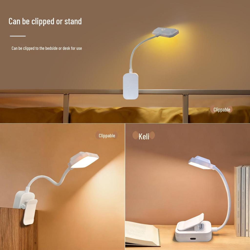 LED Rechargeable Clip-on Book Light - USB Eye-Protection Reading Lamp, Perfect for Students and Gift Giving.