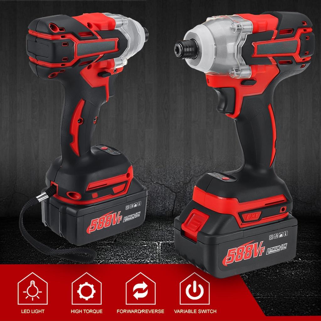 588VF 0-6200 RPM Cordless Brushless Electric Screwdriver Screwdriver Impact Drill Rechargeable Driver Impact Driver Power Tools