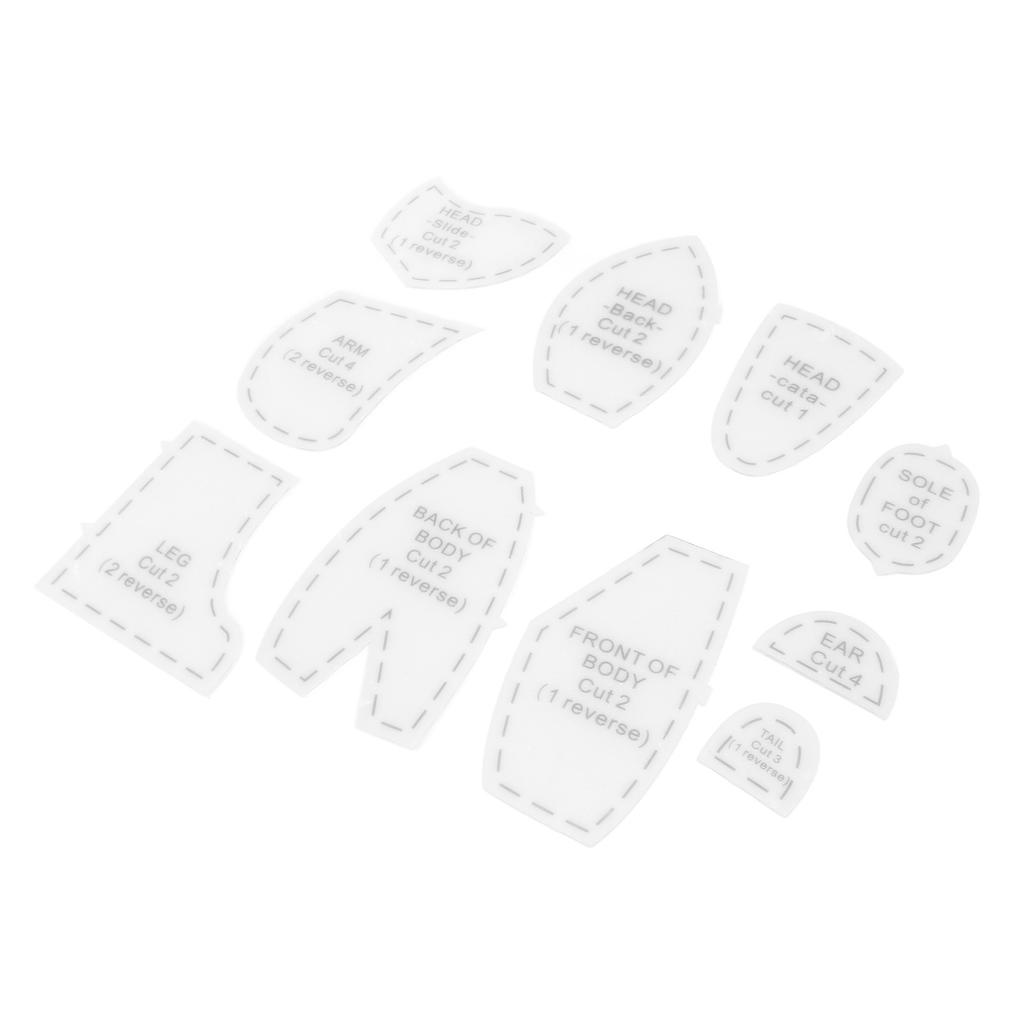 Memory Bear Template Ruler 10 Pieces Acrylic Sewing Pattern Set for Cute Doll Making