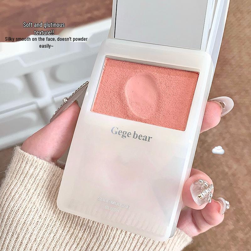 Gege Beer Sliding Mousse Blush & Lip Duo: Youthful Glow, Nude Korean Style.