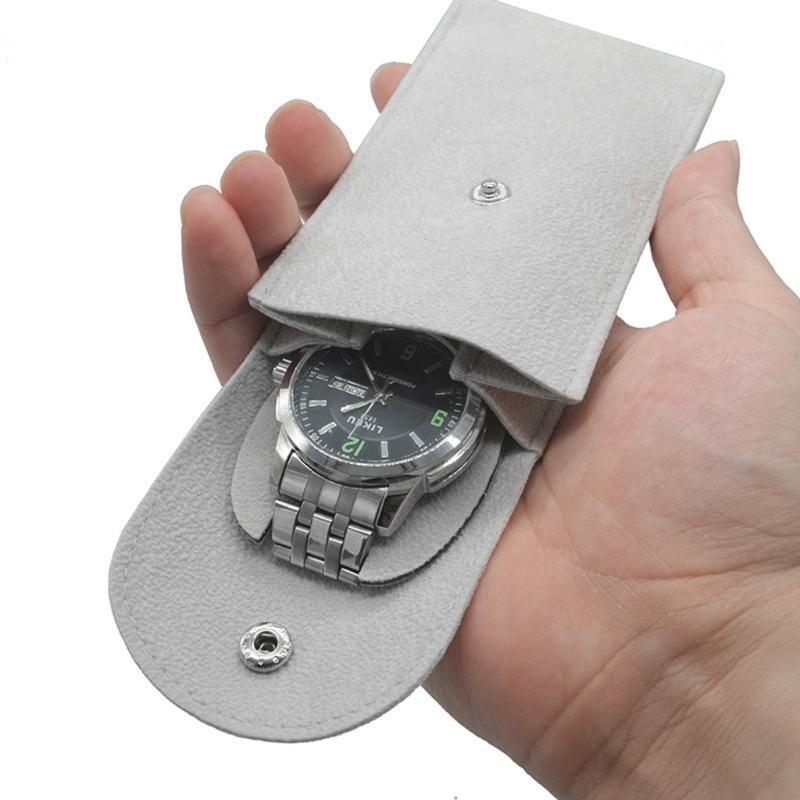 Portable Watch Bag Gift Shock-proof Press Velvet Snap Design Jewelry Box Watch Packing Pouch Storage Bag Single Watch Display