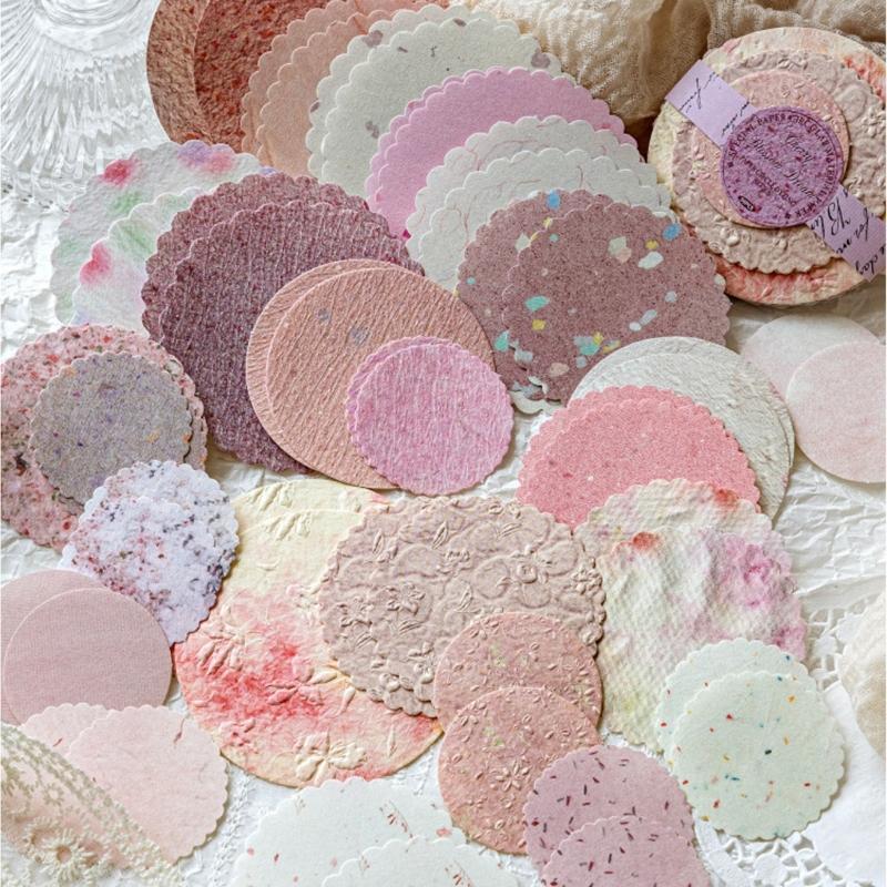 Light Retro Decorative Paper Disks Paper Disc For Journals Gift Packaging Creative Projects Soft Color Palette