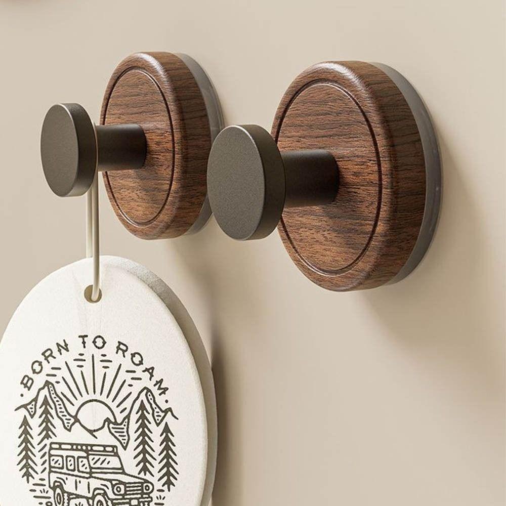 2pcs Wall Mount Suction Cup  Wood Hook No Drilling Door  Hook  Bathroom Accessories Storage