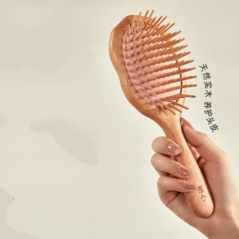 Pink Lotus Solid Wood Detangling Comb
