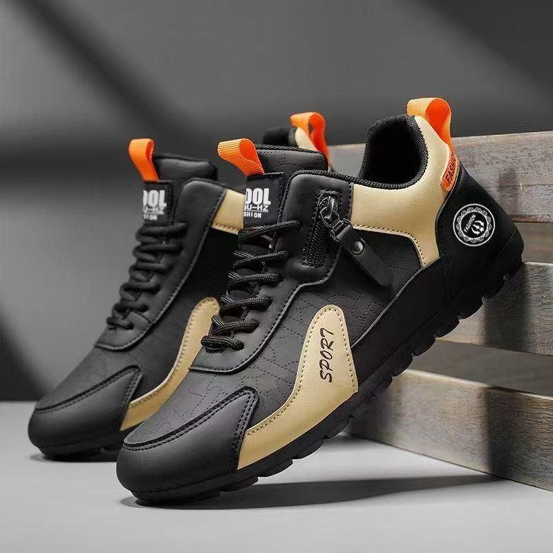 New Autumn and Winter Leather Surface Flat Bottom Comfortable Double Color Driving Casual Shoes Sports Shoes