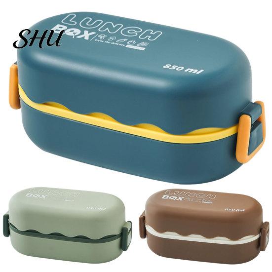 Lunch Food Box Bento Waterproof Good Sealing Double Layer Large Capacity Multifunction School Kids Container with Spoon Daily Use Storage