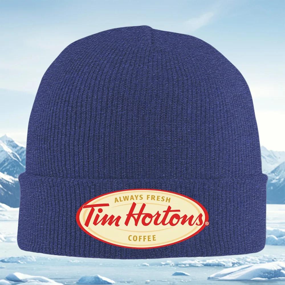 Red Curved Logo and Words Fresh Coffee Unisex Women Unisex Knitted Hat Beanie Pullover Cap Winter Thermal Warm Christmas Outdoor Cy