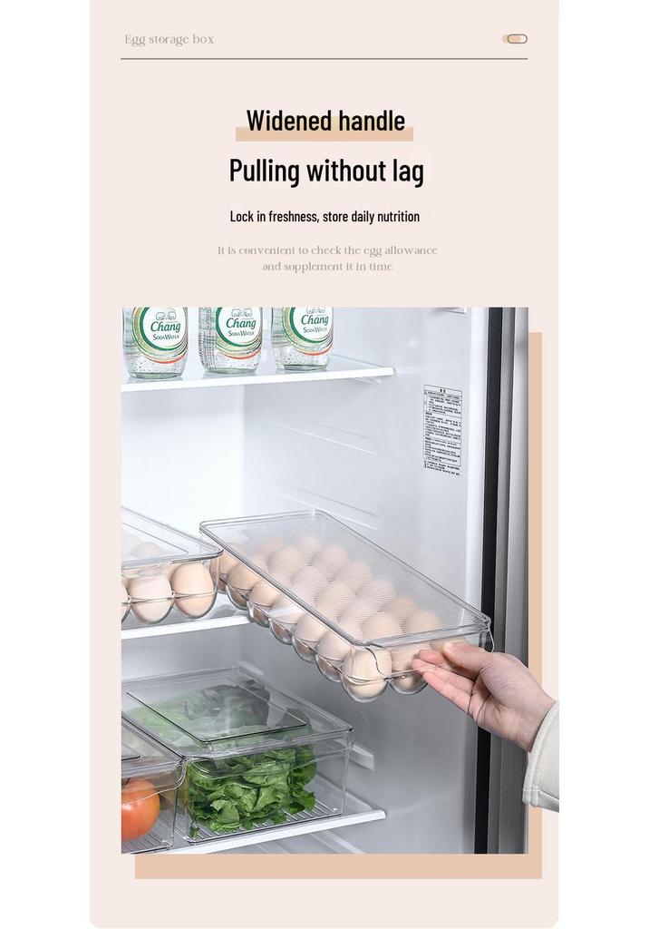 Egg Storage Box with Lid, Food-Grade Plastic, Kitchen Refrigerator Organizer