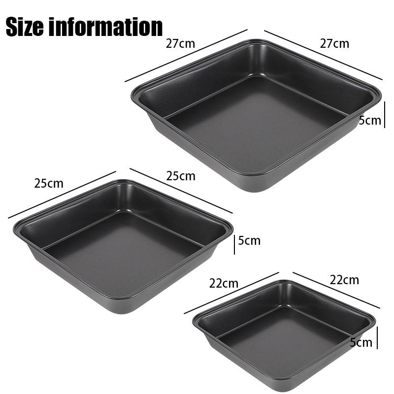 3 Pieces Cake Baking Pans Set Nonstick Square Baking Mold Pan Carbon Steel Brownie Lasagna Bread Pans Bakeware Accessories