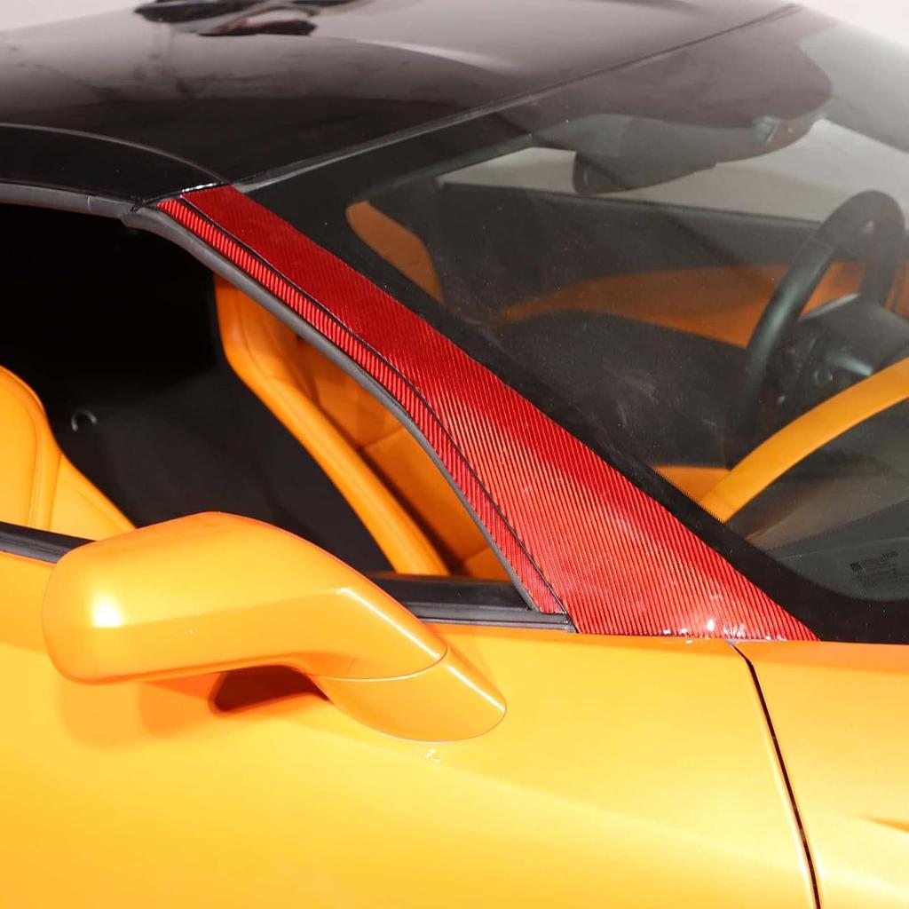 Front Windshield A-pillar Cover Trim Compatible with Corvette C7 Stingray 2014-2019 Soft Carbon Fiber 2PCS Windshield Side Panel Molding Cover Trim