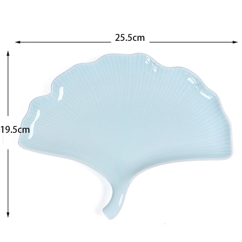 Antique Gilded Ginkgo Leaf Ceramic Serving Plate