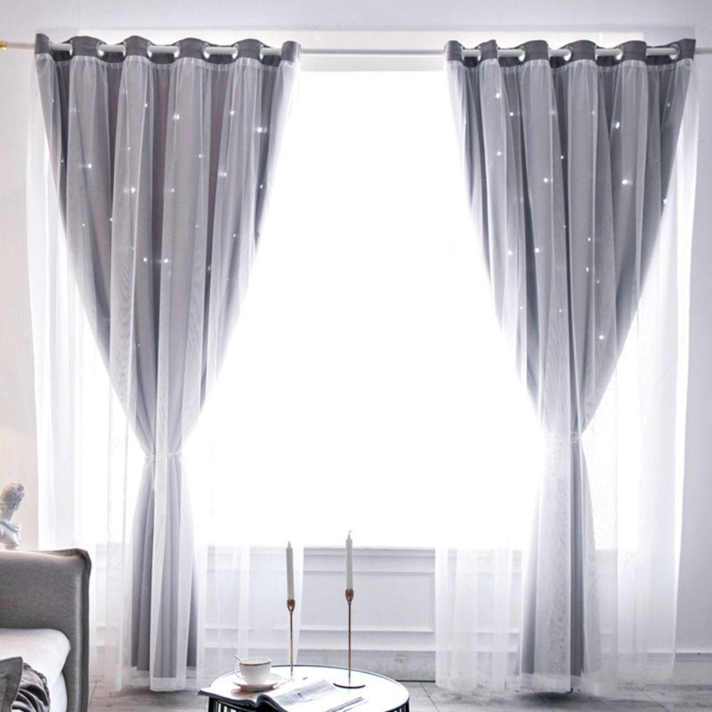 Romantic Stars Curtains Colorful Windows Drapes Tulle Blackout Curtains  Living Room