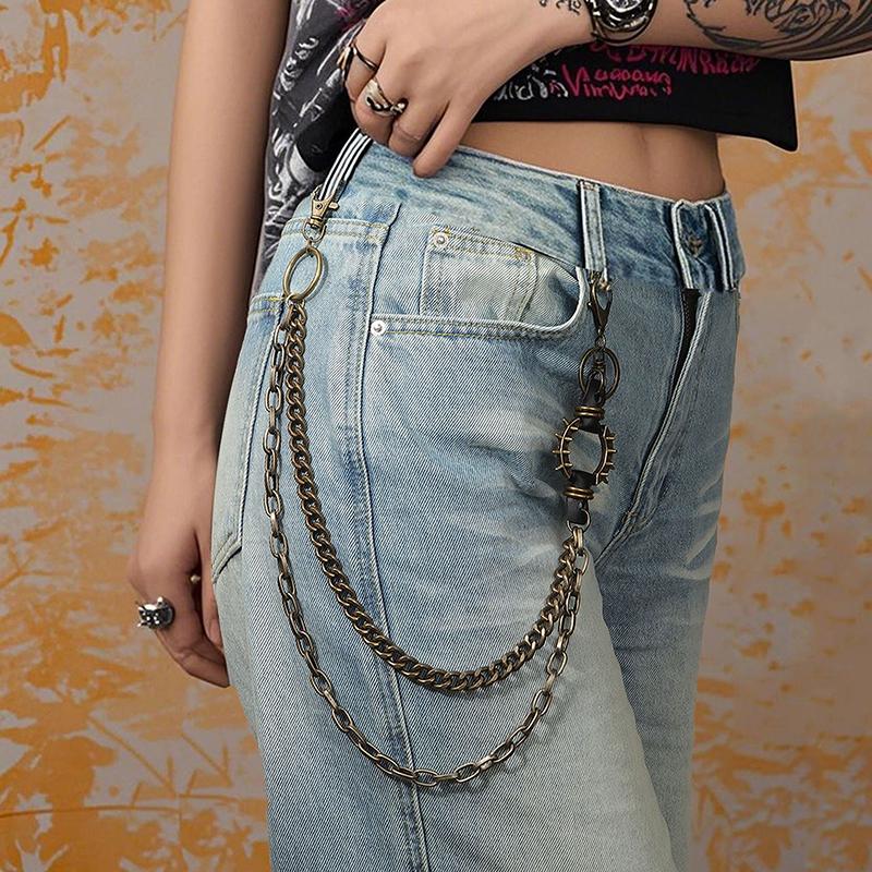 Punk Hüftketten, Hip Hop Hosenketten mit Stacheln, Retro Metallgürtel für Hosen, Handtaschen- und Bekleidungsdekoration, Rockstil