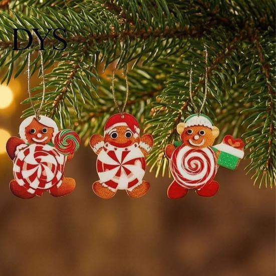 Holiday Gift Box Pendants 20/30/40Pcs Wooden Christmas Ornaments, Candy Cane Lollipop Rustic Xmas Tree Hanging Ornaments Decor for Party Wreath Window
