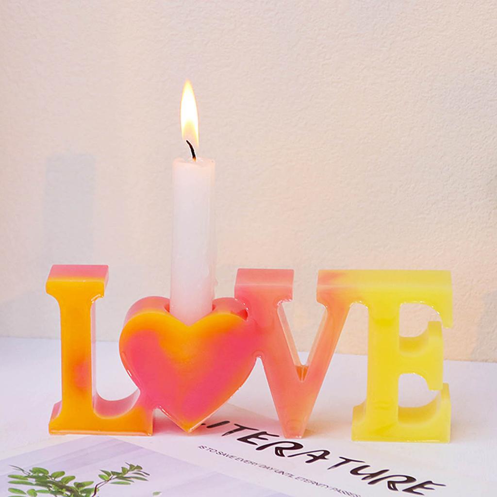 English Letter Candlestick Silicone Mold Candle Holder Molds Table Ornament Plaster Making Supplies Nonstick Resin Mold