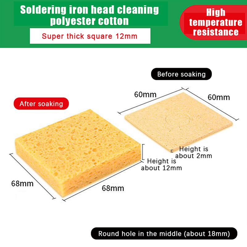 5Pcs Desoldering Soldering Iron Accessories 6*6CM Soldering Yellow Clean Sponge Solder Tip Cleaning Sponges Cleaner Pads